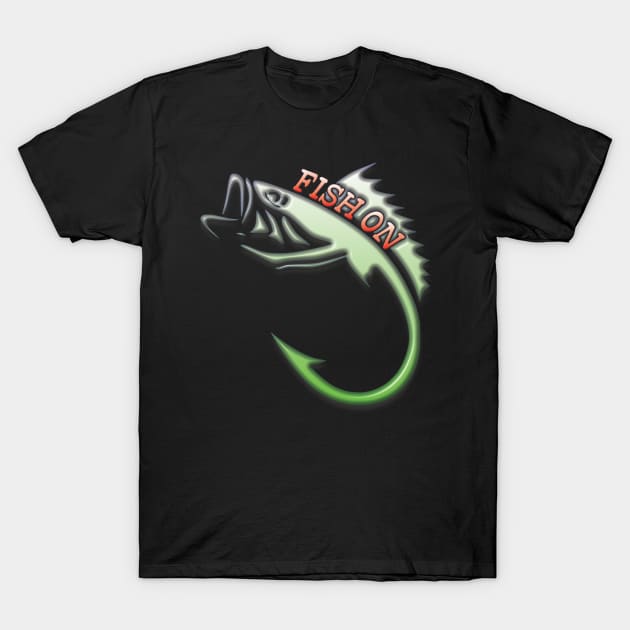 Fish on fish hook T-Shirt by Fisherbum